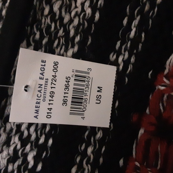 American eagle outfitters cardigan mens M cable knit collared grey fair isle Y2K - Picture 6 of 9